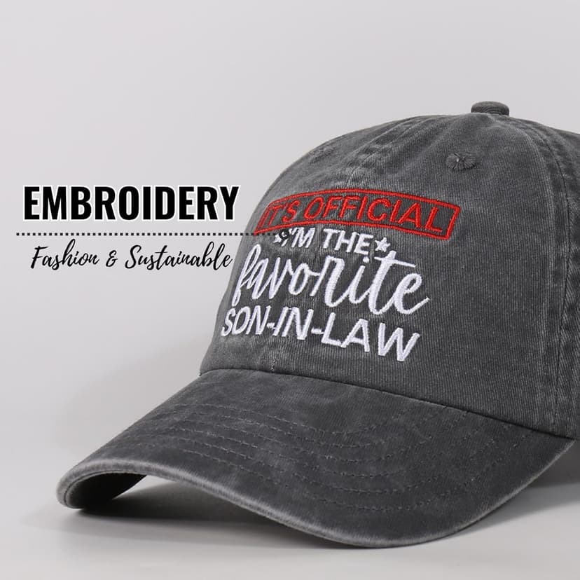 InnoBeta Son in Law Gifts Cap for Father's Day, Funny Adjustable Embroidered Hat Gifts for Birthday, Christmas, Gray, I'm The Favorite Son in Law