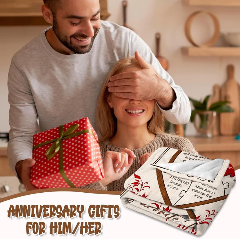 5 Year Anniversary Blanket Gift - 5 Year Anniversary Wedding Gifts for Him Her, 5th Anniversary Marriage Gifts for Husband Wife, Happy 5th Anniversary Blanket for Couple, 60"x50"