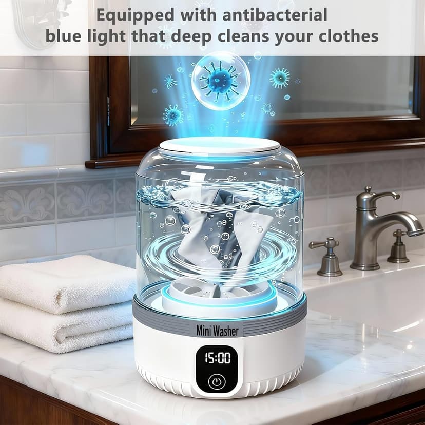 Underwear Washing Machine,Upgrade Mini Washer Deeply Cleans Small Laundry Items, Socks, Underwear, Baby Clothes,Portable Washing Machine is Suitable for, Apartments, Hotels, Travel, And Camping White