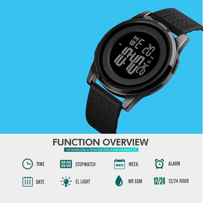 YUINK Mens Watch Ultra-Thin Digital Sports Watch Waterproof Stainless Steel Fashion Wrist Watch for Men Women