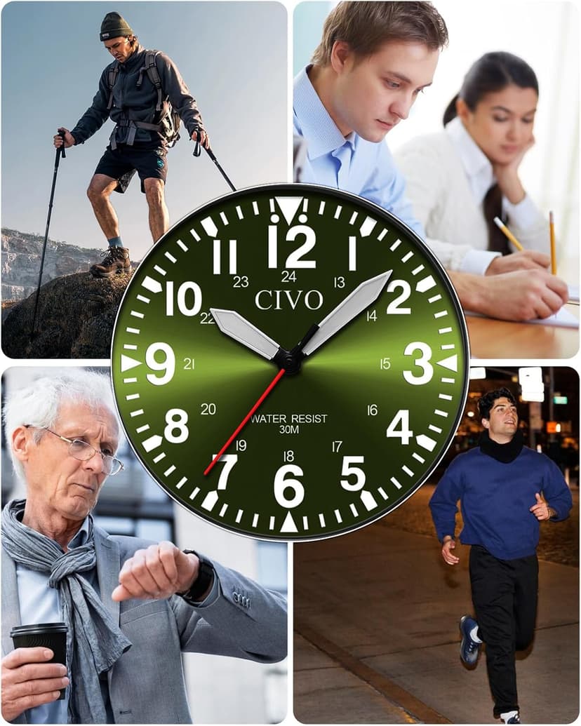 CIVO Analog Wrist Watches for Men: Waterproof Stainless Steel Mens Watches - Silver Watch with Easy Read Dial Men's Watch for Gift