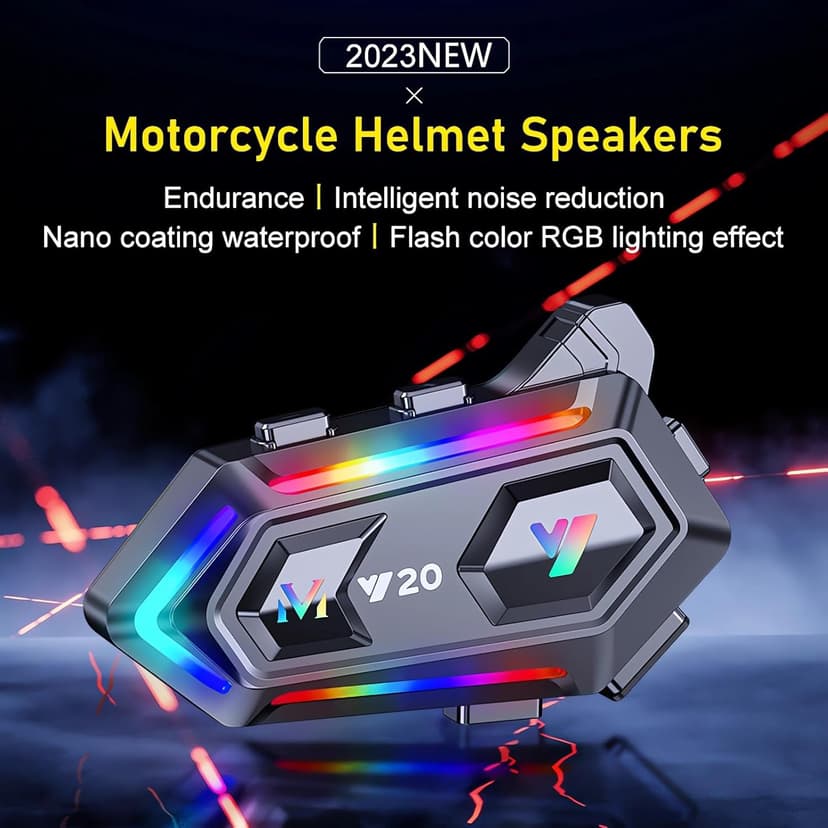 FEYA Motorcycle Helmet Speakers High Battery Life Helmet Headphone IPX6 Automatic Answer/Call Music Control/Intelligent Noise/Wake up Siri, 2 Different Types of Mic - Compatible with All Helmets - Y20