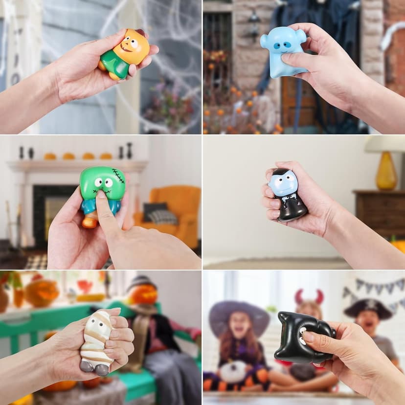 New 6 Packs-Halloween Squishies Toys Slow Rising Party Favors:Pumpkin,Zombie,Black Cat,Mummy,Vampire,Ghost Halloween Treat Bag Classroom Prizes,Stress Relief Toys for Kids Toddlers Gift