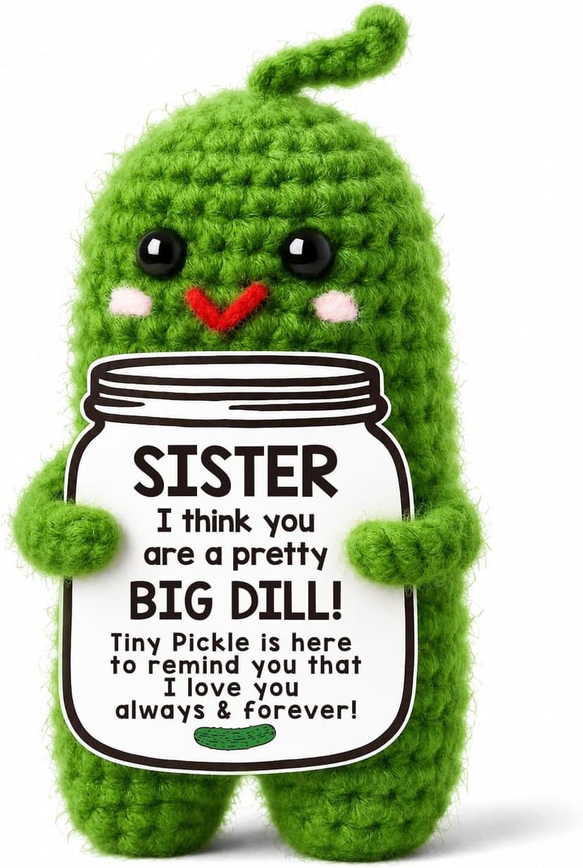 Sister in Law Gifts Birthday Gifts Card for Sister Adult Best Funny Sister Ever Gifts Secret Sister Wedding Gift Big Little Sister Birthday Gifts from Sister Handmade Crochet Pickle B0DKJVZJCB