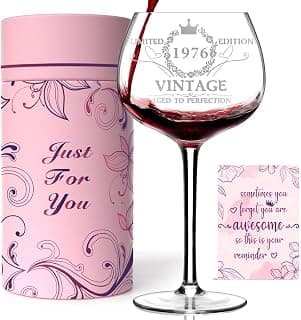 50TH Birthday Gifts for Her, Vintage 1975 Engraved 50th Wine Glass, 50 Year Old Birthday Decorations For Women, Funny 50 Bday Gifts Idea For Women, Friends, Daughter, Sister Mom - Turning 50 Present