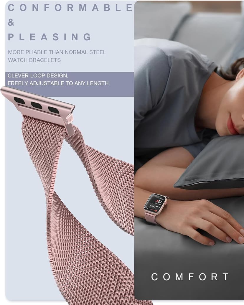 Original Stainless Steel Milanese Loop Compatible with Apple Watch Band 38mm 40mm 41mm 42mm 44mm 45mm 46mm 49mm, Magnetic Clasp Band for iWatch Series 11 10 9 8 7 6 5 4, SE 3 2 1 Ultra3 2, Women & Men