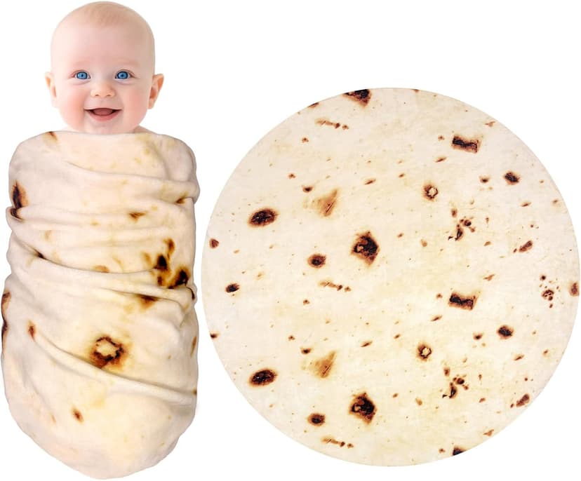 mermaker Burritos Tortilla Swaddle Blanket Baby for Toddler Newborn, 285 GSM Soft Flannel Taco Wrap Blanket Funny Gifts for Baby Shower Boys Girls, 36 inch B0DYJDBW21