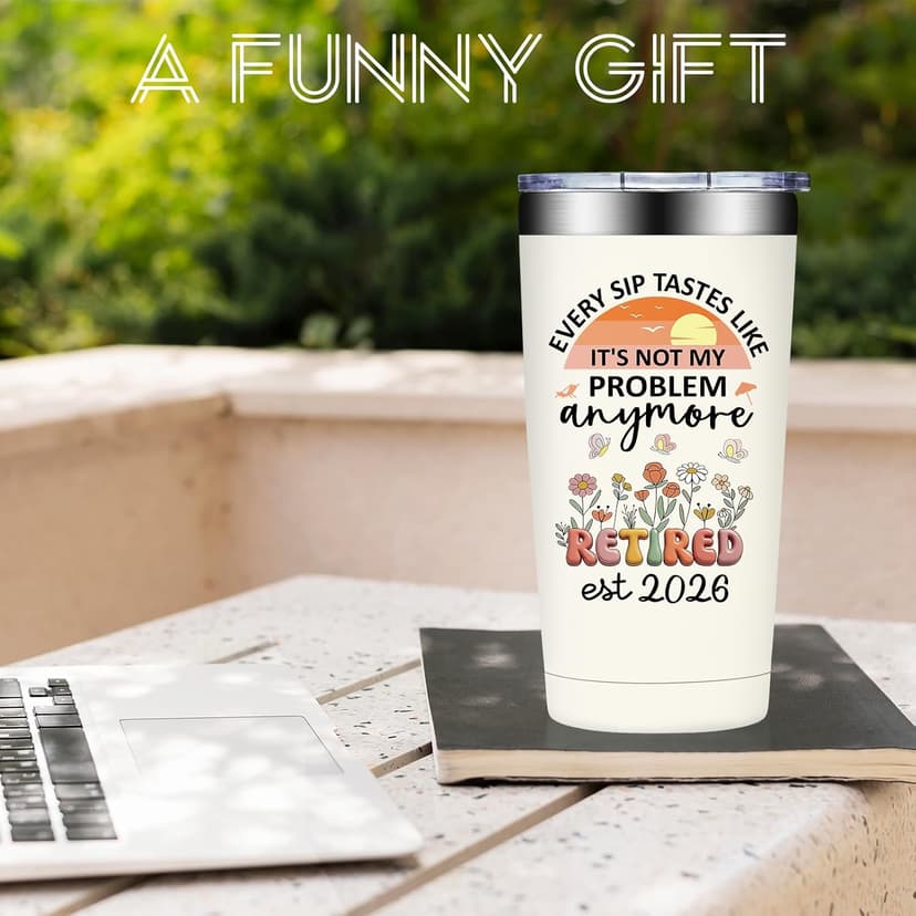 Happy Retirement Gifts for Coworker, Teachers, Nurse, Friends, Family - Every Sip Tastes Like It's Not My Problem Anymore Grifarny Retirement Gift for Woman 2026 - Retirement Tumbler Cup 20 oz B0GVDQD9N9