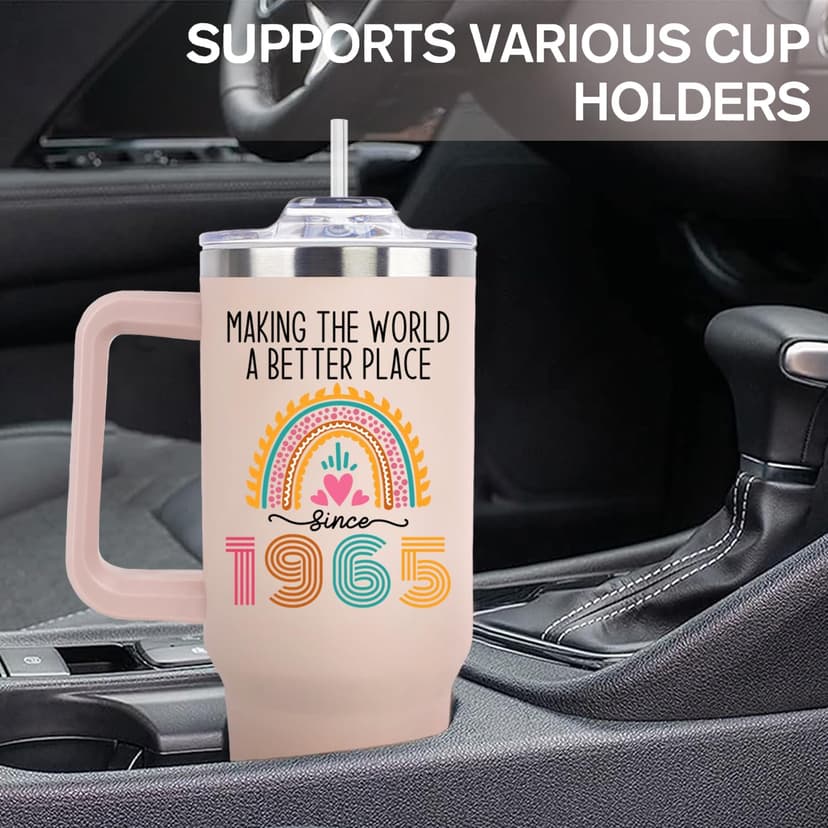 60th Birthday Gifts for Women Her, Cool 1965 60 th Birthday Gifts for Woman Turning 60 Year Old, 60th Birthday Decorations for Women Mom, 60th Birthday Gifts Ideas, 60 and Fabulous 40oz Tumbler Cup