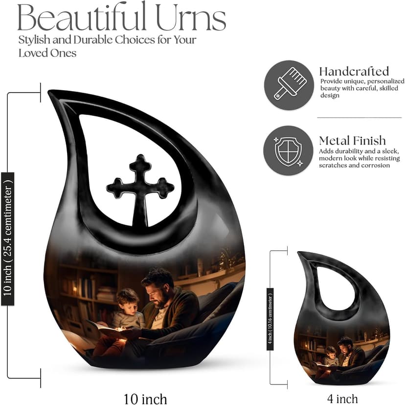 Dad & Son Funeral Tiny Urn for Ashes Adult Male, Drop Keepsake Cremation Burial Urns for Human Ashes, Handcrafted Cremains Containers, Handcrafted Funeral Tiny Memorial Gifts, 3 Inches B0FG372JF2
