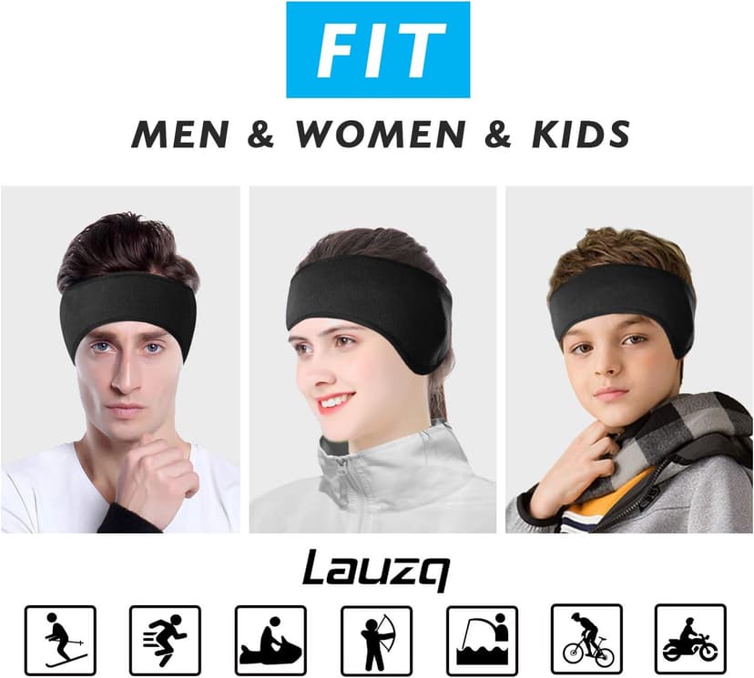 Lauzq Winter Fleece Ear Warmers Muffs Headband for Men Women Kids Ski Running Cycling