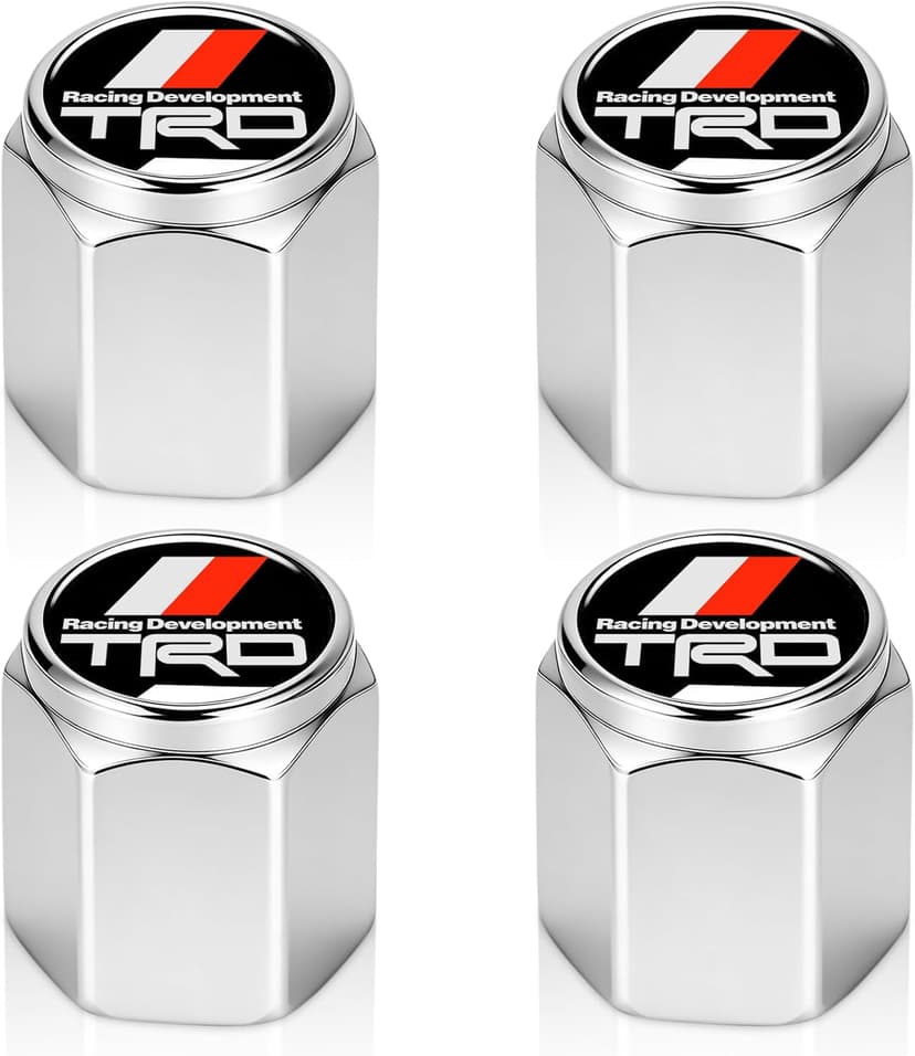 Tire Valve Stem Cap Cover Compatible for Toyota TRD Tundra 4Runner Trucks Series Belt O-Ring Seal tire Valve caps Silver 4 Pcs