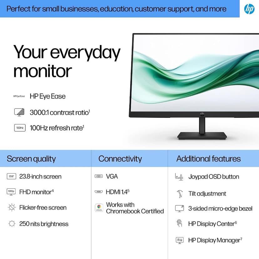 HP V24v G5 24" FHD Computer Monitor (1920x1080), 75Hz Anti-Glare Display, AMD FreeSync, HDMI, VESA Mount, Black, with Dockztorm Dock