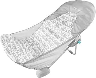 Ingenuity Foldaway 2-Position Baby Bath Seat, Adjustable Support for Sink or Bathtub, Ages 0-6 Months up to 20 Pounds, Machine-Washable Sling