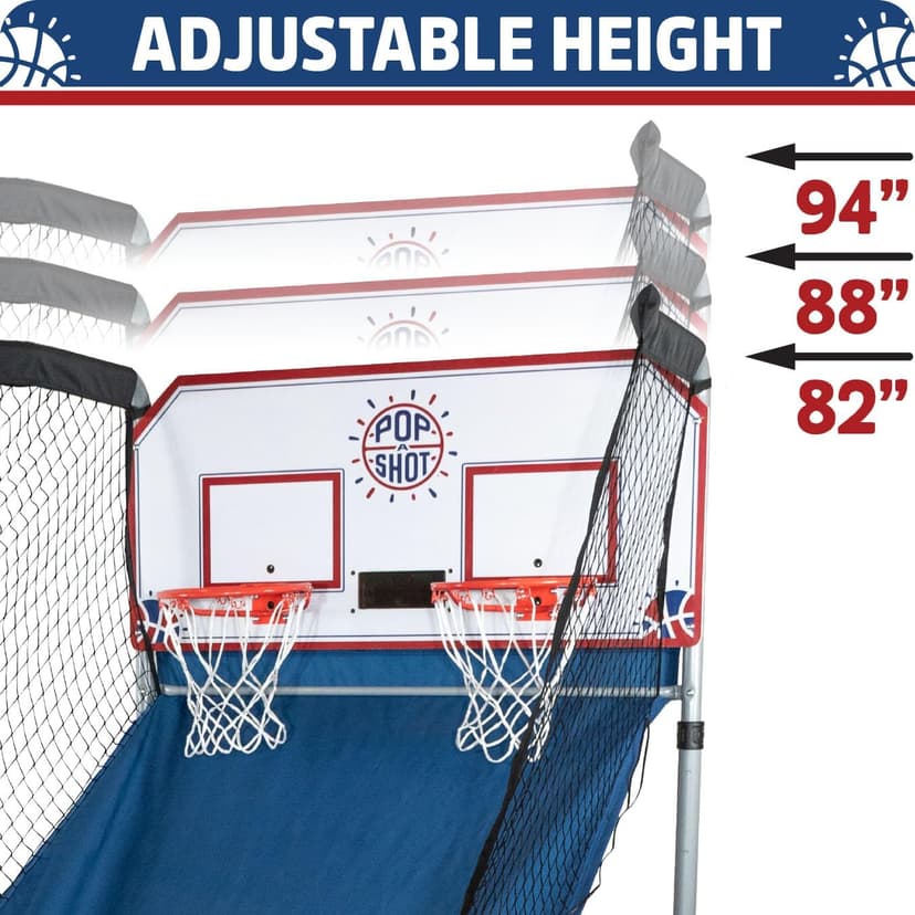 Pop-A-Shot - Home Dual Shot | Arcade Basketball Game for Home | Sensor Scoring Hoop, 16 Game Modes, 7 Balls | Foldable for Easy Storage | Fun for All Players