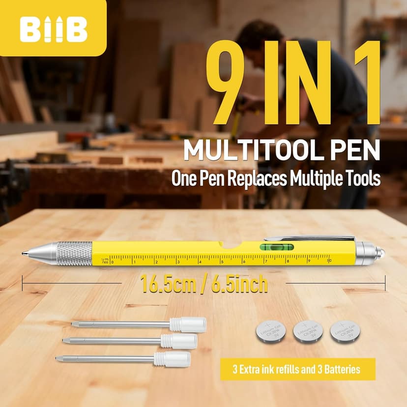 BIIB Stocking Stuffers for Men Adults, Gifts for Men 9 in 1 Multitool Pen, Mens Stocking Stuffers, Mens Christmas Gifts for Dad Him Husband, White Elephant Gifts for Adults, Cool Gadgets