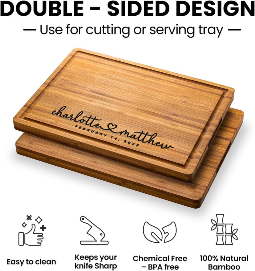 Personalized Wood Engraved Cutting Board - Valentines Day Gifts for Her - Unique Present for Wedding, Anniversary, Housewarming, Birthday, Holiday, or Romantic Gift Idea for Friends, Family, Mom, Dad