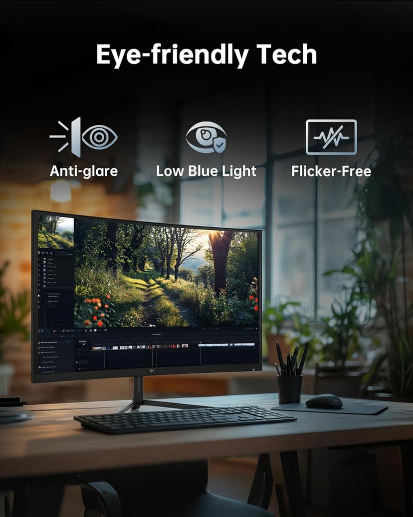 KTC 24 Inch Curved 240Hz Gaming Monitor, FHD 1500R Curved Computer Monitor 1080P, 3000:1 Contrast, Adaptive Sync, HDR, MPRT 1ms, HDMI DisplayPort, Low Blue Light, Tilt, VESA Mount, H24S17P