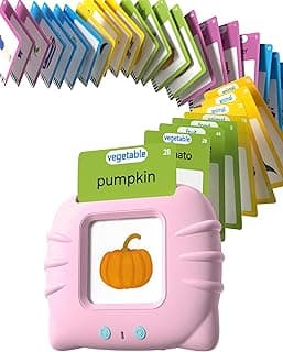 Montessori Language Learning Toys with 224 Words, Pocket Speech Therapy Toys, Children's Sensory Educational Toys Airbition Talking Flash Cards for Toddlers Ages 1‑4,224 Words English Pink B0D478JF4R