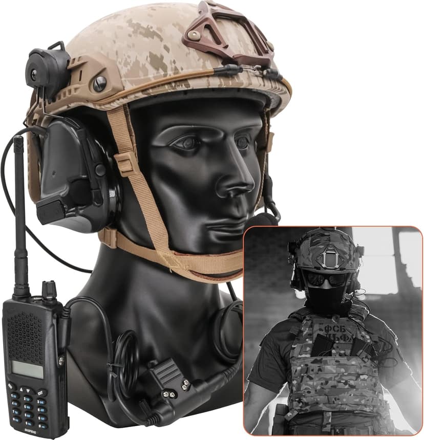 HEARFALCOM Comta III Tactical Headset Helmet ARC Rail Adapter Bracket Version Noise Cancelling Pickup Shooting Headset