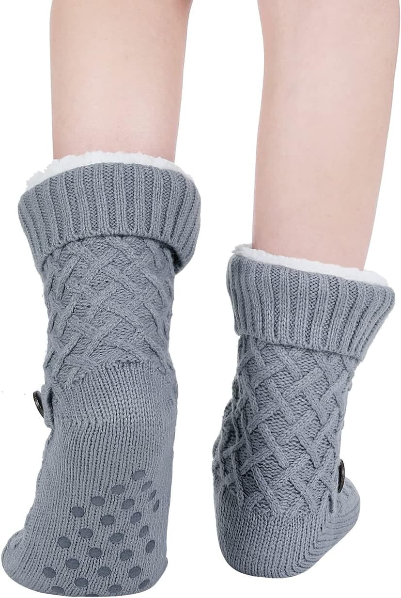 Chassic Warm Fuzzy Sherpa Lined Slipper Socks for Women with Non-Slip Grips B08HHR55W5