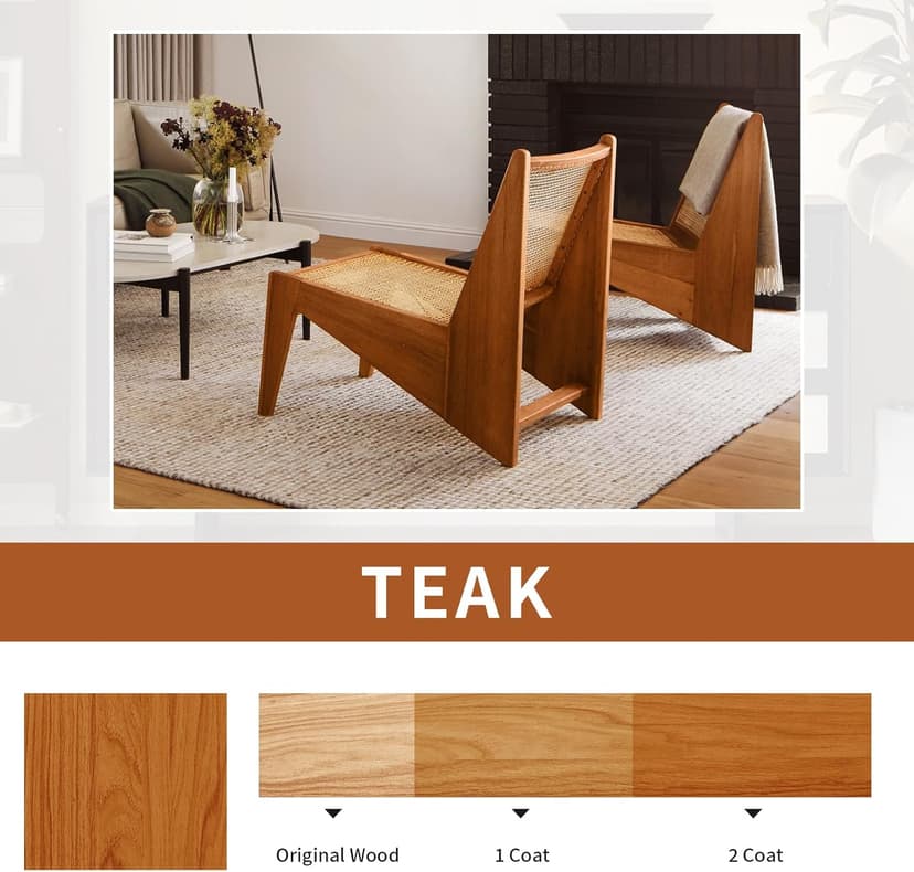 Wood Grain Furniture Paint 10.5oz with Tools - One-step No Need Prime No Need Varnish - Water-based & Low Odor - Outdoor & Indoor Wood Paint for Furniture and More - Teak