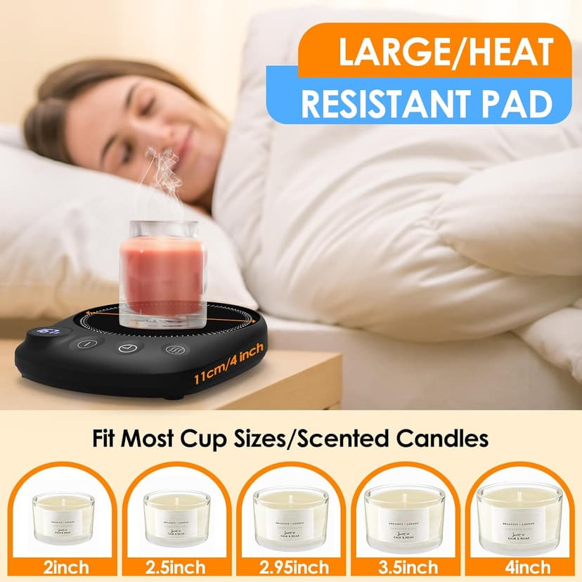 Coffee Mug Warmer-Fastest Heating & Highest Temperature, Coffee Cup Warmer for Desk Auto Shut Off, 4 Temp Settings & 1-12H Timer, Smart Electric Mug & Candle Warmer for Coffee, Tea (Black) B0CC8DS2S5
