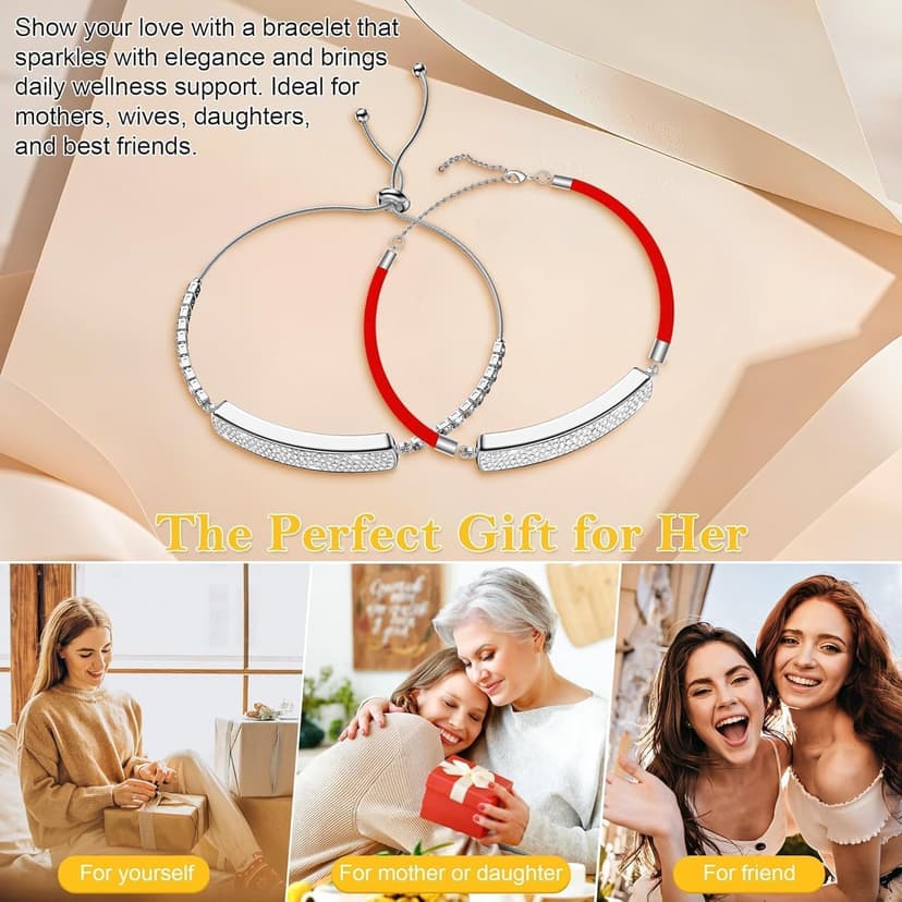 Smart Bracelet for Women, Jewelry Fitness Tracker with 2 Bands, Heart Rate & SpO₂ Monitor, Stress & Sleep Tracking, Step & Calorie Counter, 5ATM Waterproof for iOS & Android, No Subscription, Silver