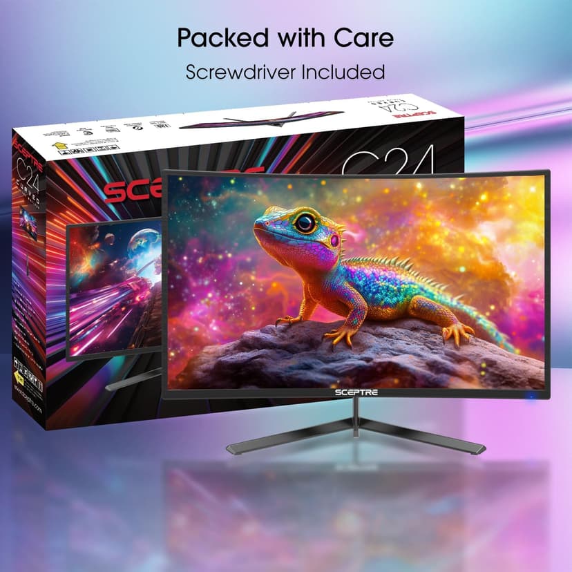Sceptre New 24-inch Curved Gaming Monitor 1080p up to 180+Hz DisplayPort HDMI 100% sRGB, AMD FreeSync Build-in Speakers Machine Black 2026 (C248B-FWT168 Series)