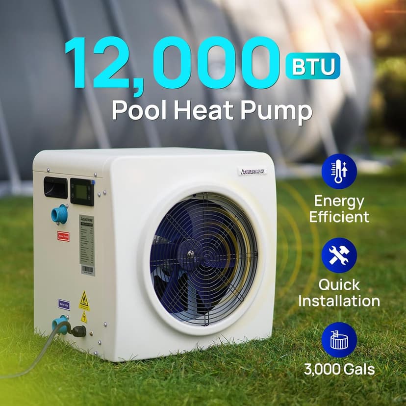 AQUASTRONG Swimming Pool Heat Pump,Electric Pool Heater for Above Ground and Inground Pool,Heating and Cooling Pool Heater Pools Up to, 3000 Gallons