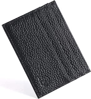 URAQT Credit Card Holder Wallet, RFID Blocking Leather Ultra Slim Wallet, Thin Minimalist Credit Card Case Card Protector, Front Pocket Wallets for Men, Women - 6 Card Slots and 1 Pockets (Black)