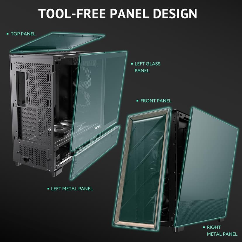 Antec Flux Pro, 6 x PWM Fans Included, High-Airflow Front Panel with Walnut Wood, iShift PSU 90° Mount, USB3.0 x 2, Type-C, 420mm Radiator Support, Temp. Display, Full-Tower E-ATX PC Case