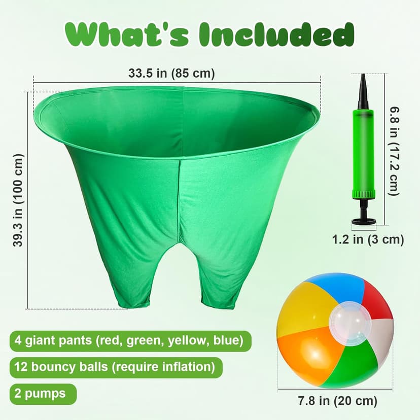 Granny Pants Outdoor Game, 4Pcs Granny Pants Yard Game for Adults and Kids, Giant Outdoor Tossing Games with 4 Oversized Pants & 12 Bouncy Balls, Easter Party Family Reunion Field Game Set