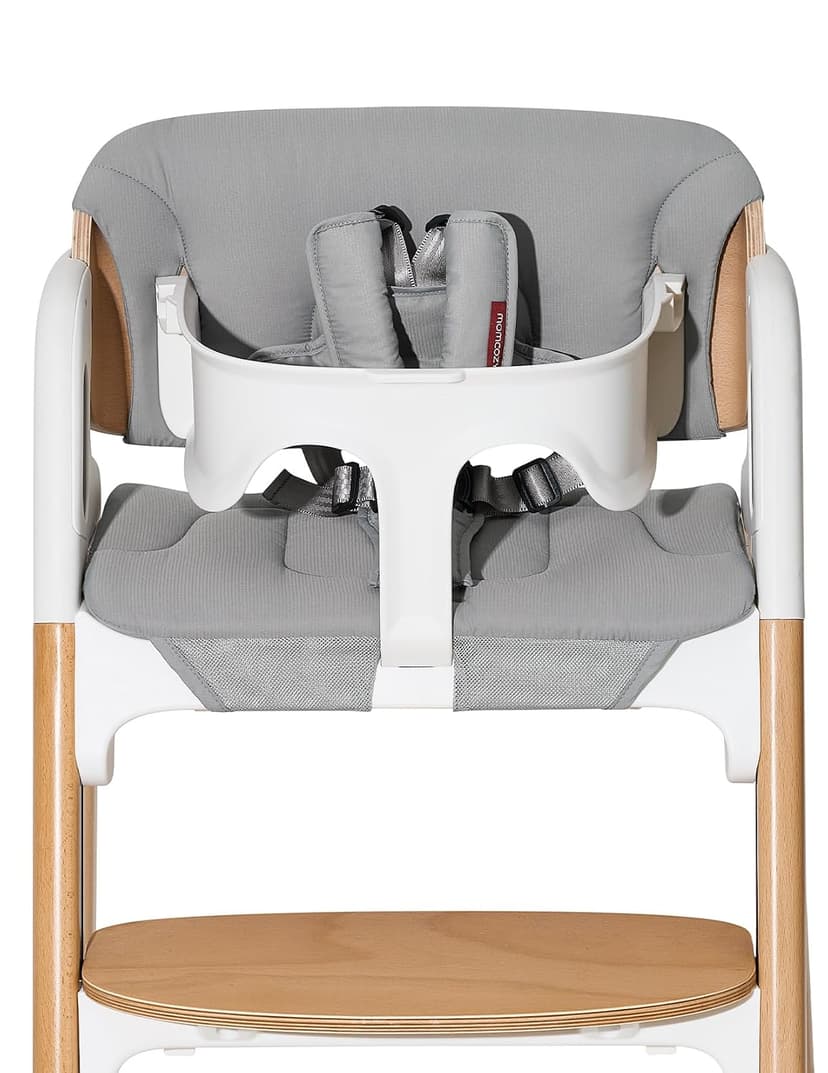 Momcozy High Chair Cushion & Backrest Set - Ergonomic Support for Dinerpal Chairs, Machine Washable Gray Seat Pad with Non-Slip Design