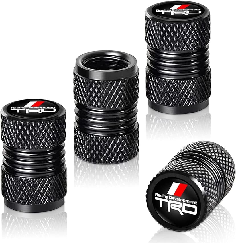 TACOMA Tire Valve Stem Cap Cover for Toyota TRD Sequoia Tundra 4Runner Trucks Belt O-Ring Seal Corrosion Resistant Tire Valve Stem Air Cap 4 Pack Black