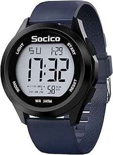 SOCICO Mens Digital Watch Sports Waterproof Outdoor Large Face Military Watches with Stopwatch Back Light Alarm Date Display