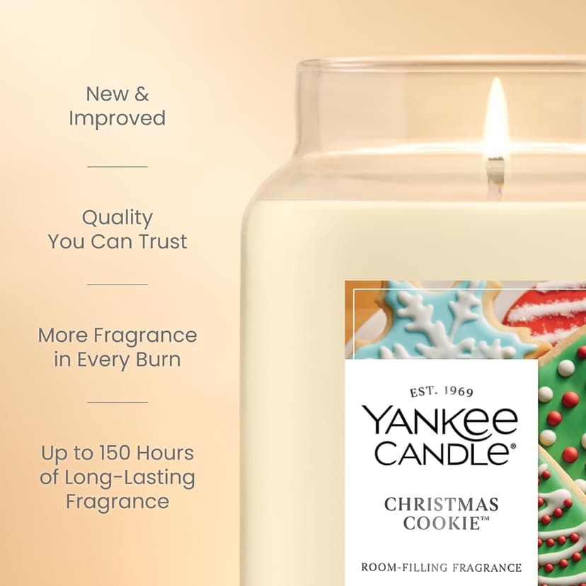 Yankee Candle Christmas Cookie, Scented Candle, 22oz Large Jar with up to 150 Hour Burn Time, Giftable, Holidays