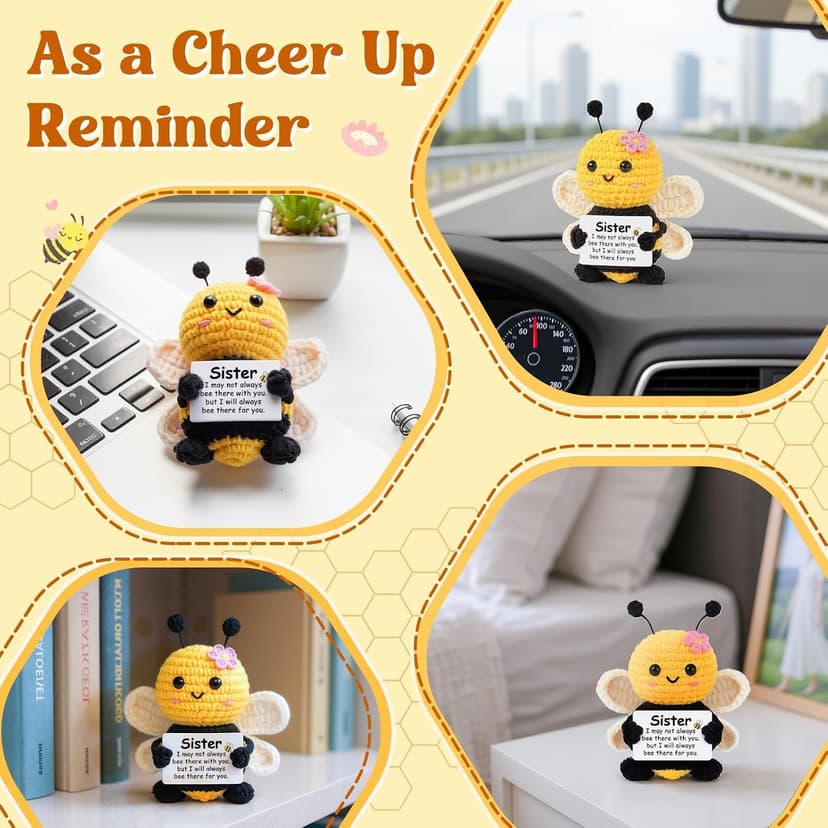 Sister Birthday Gifts, Sister Gifts from Sisters Brother, My Forever Soul Sisters Birthday Valentines Mothers Day Christmas, Mini Crochet Bee Affirmation Support Presents, Cute Handmade Knitted Gift B0F99NHXJ7