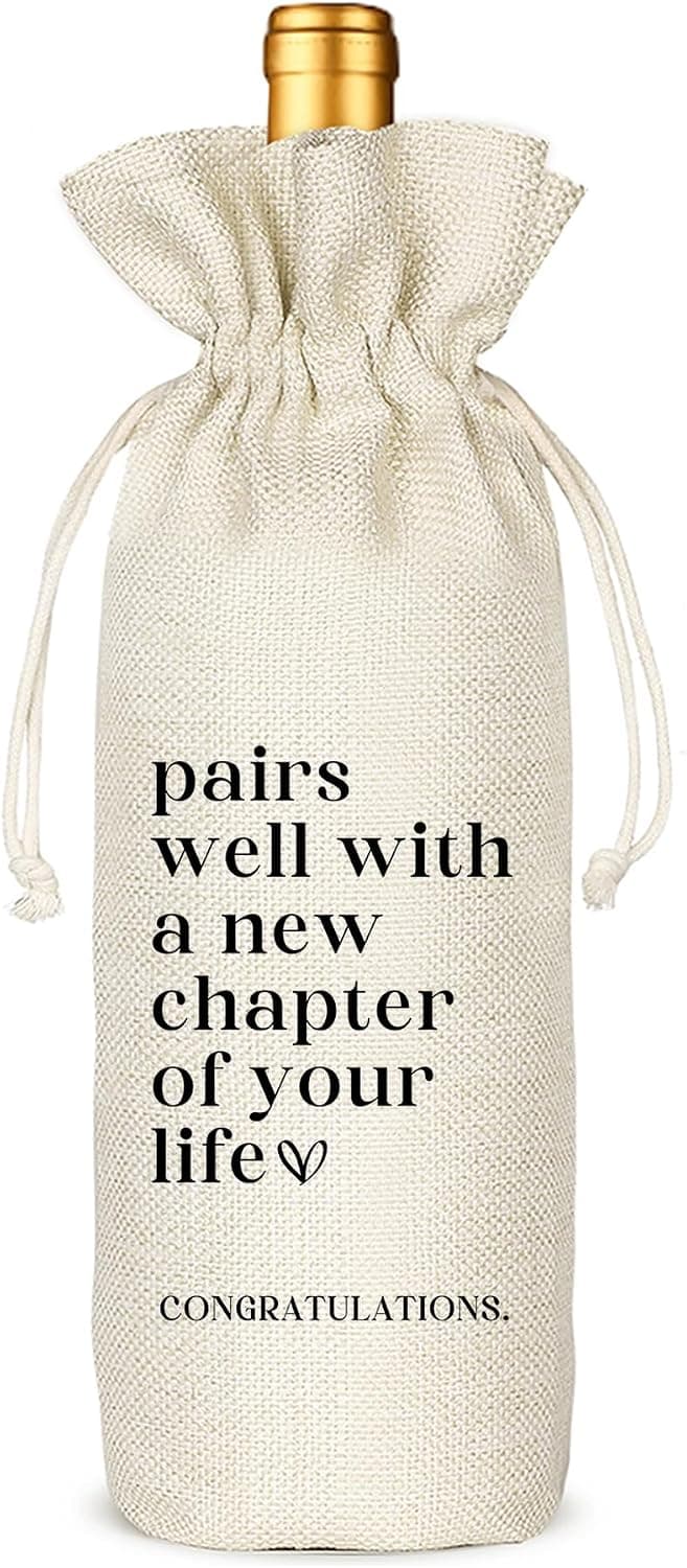 TBITON New Job Gifts, Farewell Gifts for Coworkers,New Beginning Gifts, Wine Gift Bags Going Away Gift for Friends Coworker Boss, Pairs Well With A New Chapter of Your Life (Beige-NEW JOB02) B0DHHFYD2C