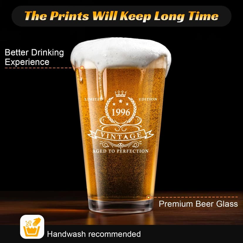 LIGHTEN LIFE 30th Birthday Gifts for Men 16oz,1996 Beer Glass in Barrel Box,30th Birthday Gift Ideas,1996 Pint Glass for 30 Years Old Dad,Husband B0CPPXTM5D