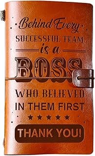 PRSTENLY Boss Gifts Leather Journal, 140 Page Refillable Journal Thank You Appreciation Farewell Retirement Christmas Birthday Bosses Day Gifts for Women Men Boss Lady