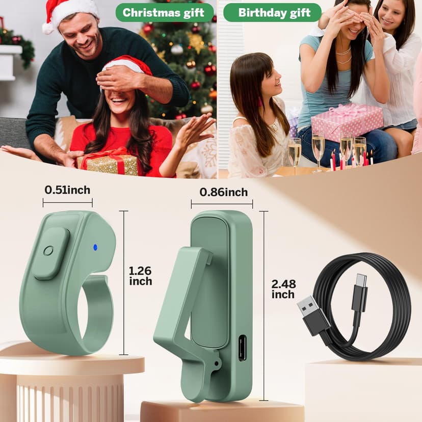 Clicker Page Turner for Kindle Accessories for Camera Video Record&Shutter Selfie with Storage Bag, Fits Thick Cases (Green) Page Turner Ring for Kindle,Remote Control for iPhone iPad Tablets eReaders B0FJXPC91M