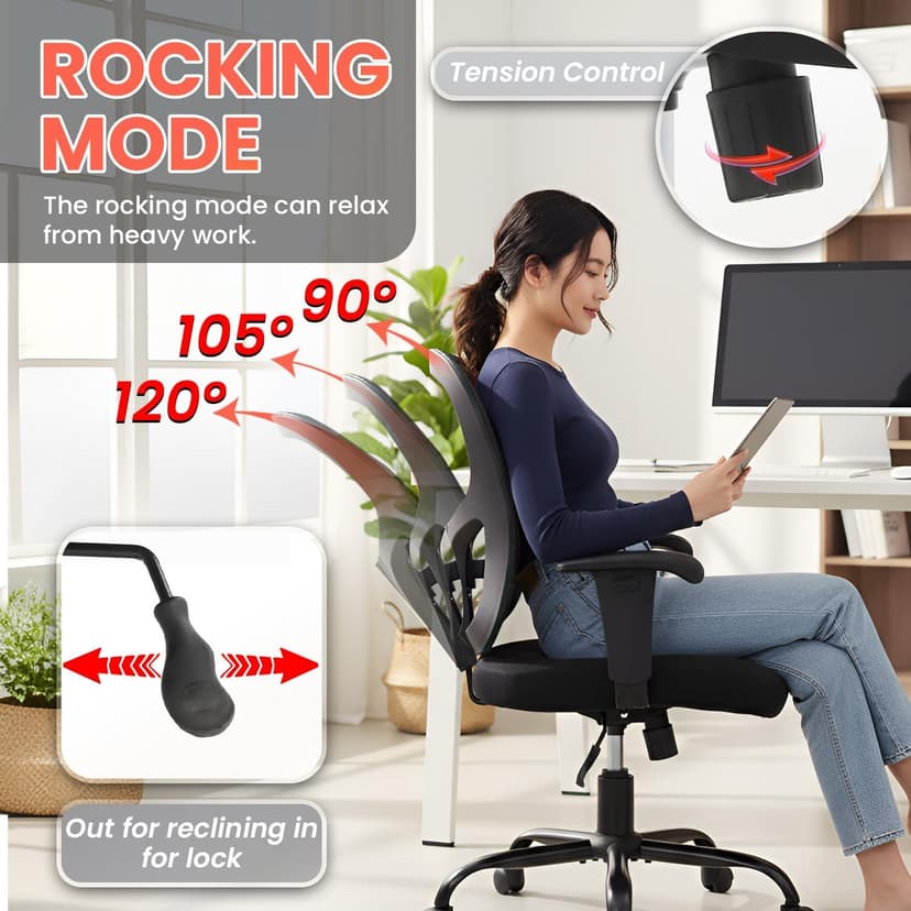 BestOffice Big and Tall Office Chair 500lbs Desk Chair Mesh Computer Chair with Lumbar Support Wide Seat High Back