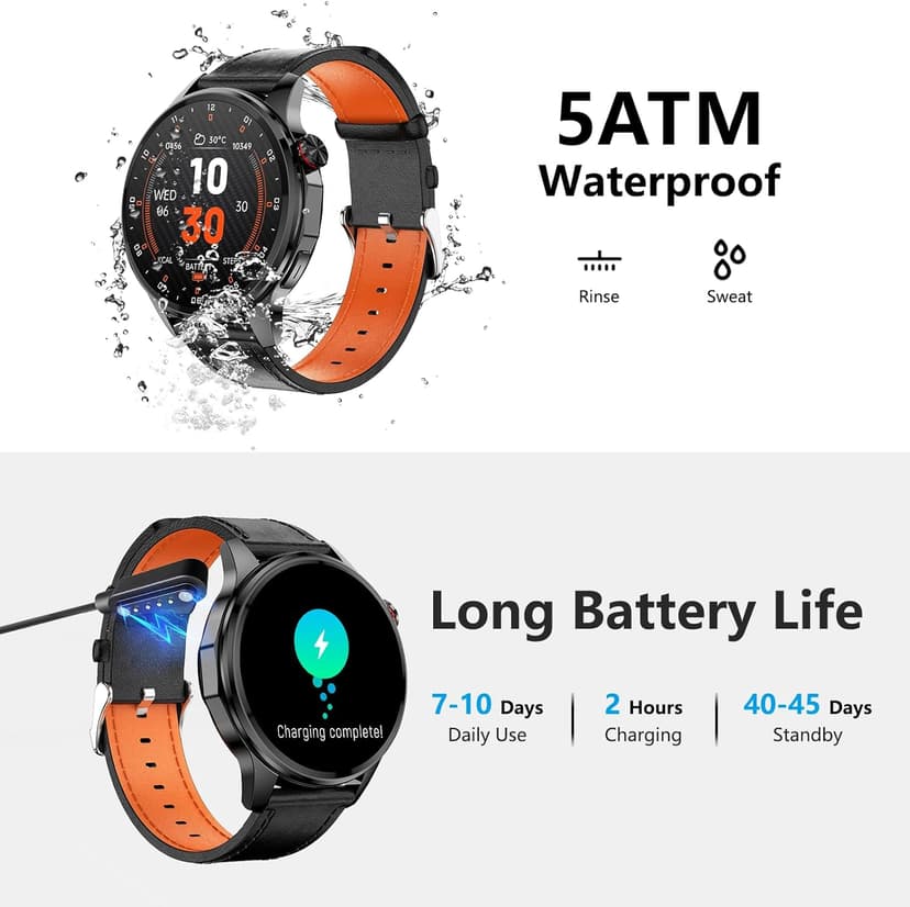 Lyaarka Smart Watches for Men,1.46" Fitness Tracker with GPS,Health Monitor,AI,Bluetooth Call/TextReply, Compass/Altitude/Barometer,100+ Sports Mode,5ATM Waterproof for Android/iPhone with 2 Straps