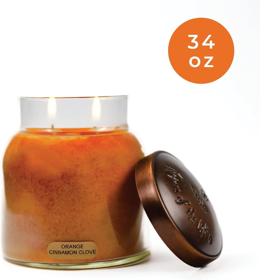 A Cheerful Giver — Orange Cinnamon Clove - 34oz Papa Scented Candle Jar with Lid - Keepers of the Light - 155 Hours of Burn Time, Gift for Women, Orange B005S4LKNO