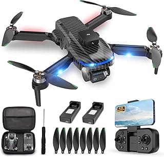 4K Drones with Camera for Kids,Drones for Adults withEmergency Stop, Headless Mode, 360° Flips, CarryingCase & 2 Batteries,Wireless RC Toys for Boys Girls(Black)