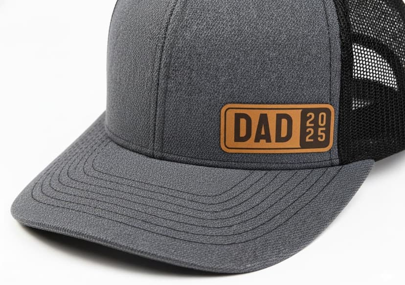 Dad Est 2025 2026 Hat for Men New Dad Gifts Customization Leather Patch Trucker Hat