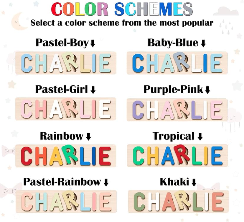 Personalized Wooden Name Puzzles for Toddlers 1-3 | Custom Wooden Name Puzzle for Easter Basket Stuffers for Toddler | Customized Baby Gifts for Boys Girls First Birthday B0CRP7NTR5