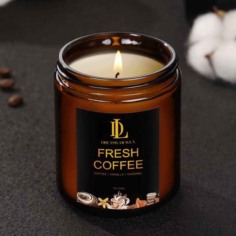 Fresh Coffee Candles, Coffee Scented Candle, Natural Soy Candles for Home Scented, Long Lasting with 50 Hour Burn Time, Gifts for Men Women B0F21RT1BQ