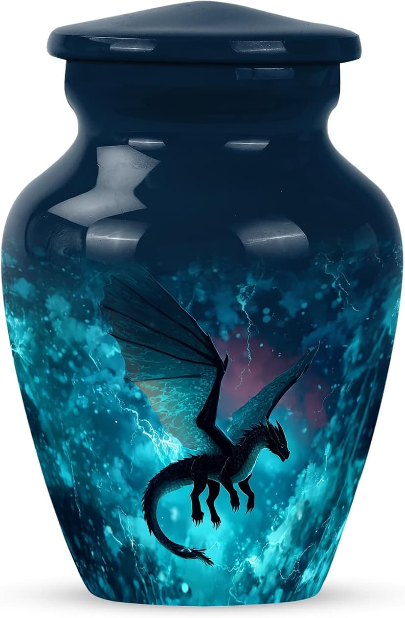 Dragon Small Memorial Urns for Human Ashes Adult Man - Keepsake Green Funeral Urn for Ashes for Women - Mini Blue Burial Urn for Mom & Dad - Cremation Urns for Human - 3 Inch B0FCMK3X17